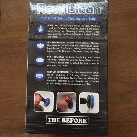 RevoClean 4 Piece Scrub Brush Power Drill Attachments-All Purpose cleaning - Picture 3 of 3